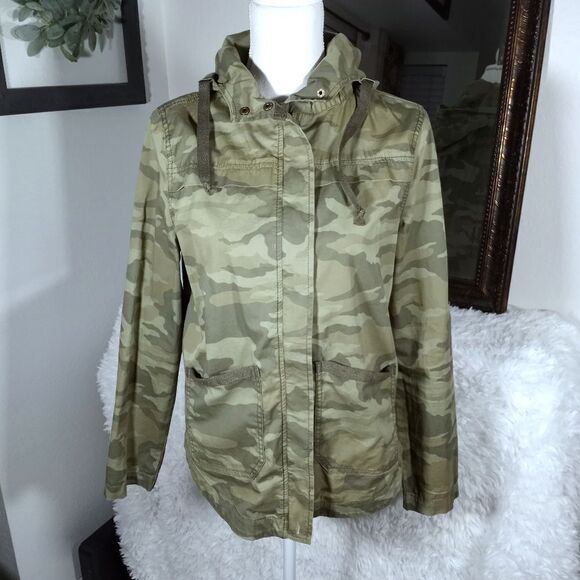 SO CAMO GREEN HOODED UTILITY JACKET SZ.S EUC - Picture 2 of 8